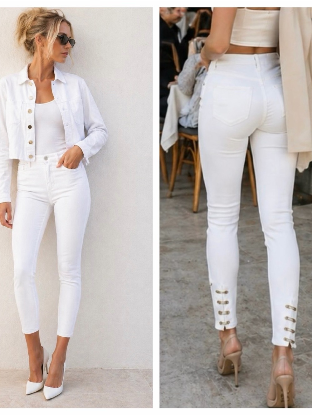 L'Agence white Nicolette High-Rise Ankle Skinny Safety Pin Jeans 27